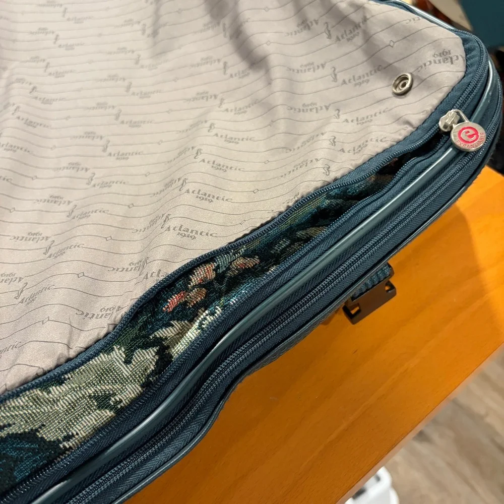 Atlantic Vintage Floral Tapestry Garment Bag Green Suit‎ Dress Luggage Complete